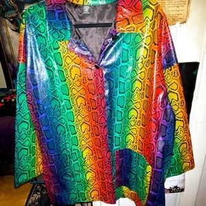 SHEIN pvc or “pleather” rainbow snakeskin blazer/jacket